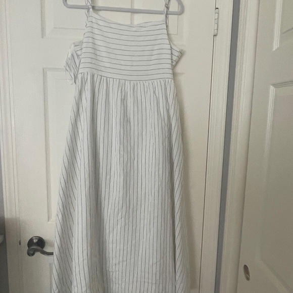 Lulus White Striped Tie-Back Midi Dress with Pockets maternity friendly size L - Picture 7 of 10